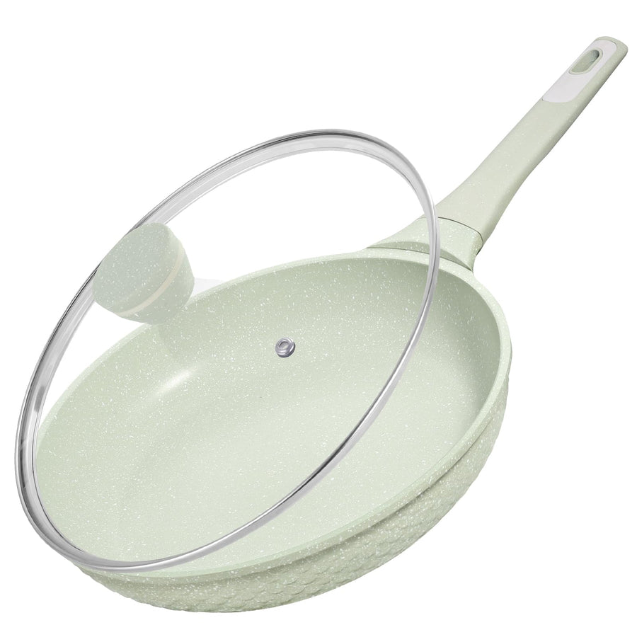 Non stick Frying Pans 11 in Skillet with Lid Omelet Pan Frying Pans Non stick Healthy Cookware Non Toxic Chefs Pan Egg Pan with Heat Resistant Handle100% PFOA PFAS-Free Cooking all stovetop
