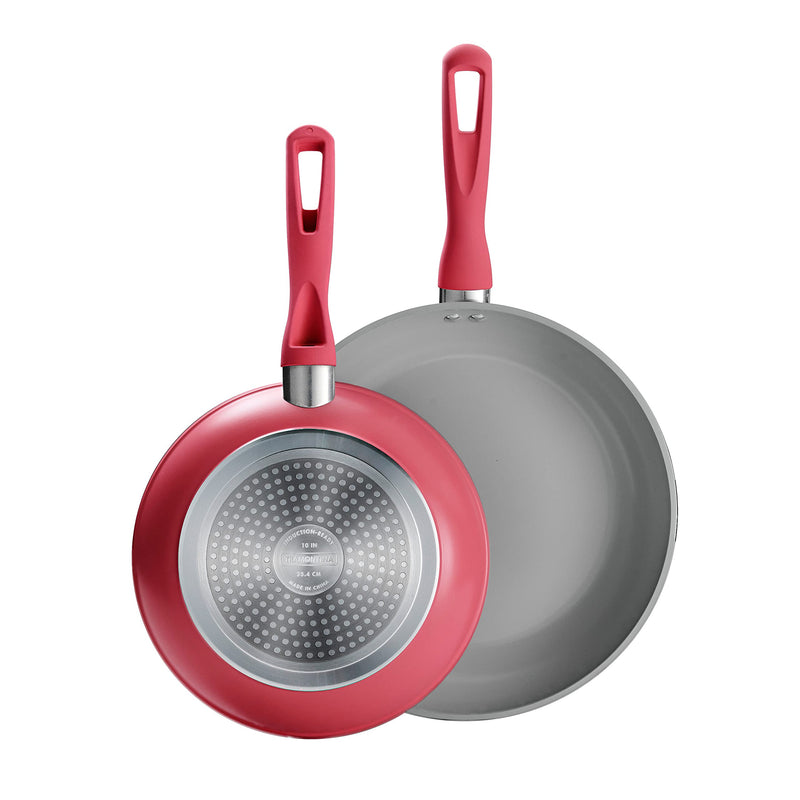 Tramontina 10 & 12-Inch Ceramic Non Stick Frying Pan Set Heavy-Gauge Aluminum Skillet with PFOA/PTFE-Free Nonstick Coating Dishwasher and Oven Safe (Red 2-Pack)