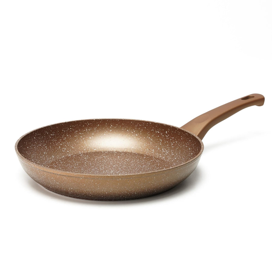 Innwewell Non Stick Frying Pan - Granite Stone Non Stick Skillet Frying Pans Safe&No Toxic Egg Omelette Frying Pan Nonstick Cookware Cooking Pan Induction Compatible PFOA Free(9.5inch Gold)